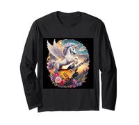 Unicorno ala musicale con chitarra e fiori Maglia a Manica