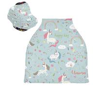 Unicorno Arcobaleno Bianco Passeggino Tettoia Copri Seggiolino Copertura Infermieristica Auto per Bambini per L'Allattamento Al Seno Morbido Traspirante Elastica Tettuccio