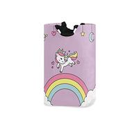 Unicorno Arcobaleno Cavallino Cestino per Biancheria Pieghevole Grande Cesto Portabiancheria con Manici Ceste Tessuto Oxford Durevole Lavanderia Cesta per Bucato