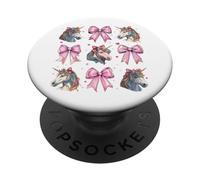 Unicorno Arcobaleno Ragazza Coquette Bow Pink Mom PopSockets PopGrip Adesivo
