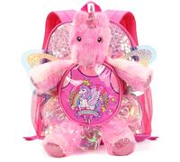 Unicorno Bambola Zainetto Bambina, Zaino Bambino per Asilo Scuola con Ali di Farfalla, Trendy PU Paillettes Zainetti Ragazze, Casual Borsa Bimba, Regalo per Di Nuovo A Scuola Compleanno Natale