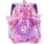 Unicorno Bambola Zainetto Bambina, Zaino Bambino per Asilo Scuola con Ali di Farfalla, Trendy PU Paillettes Zainetti Ragazze, Casual Borsa Bimba, Regalo per Di Nuovo A Scuola Compleanno Natale