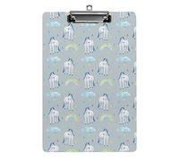 Unicorno Bianco Nuvole Arcobaleno Gocce di Pioggia Portablocco Formato A4 Divertente Estetico Lavoro Studiando Lettera Portablocco Standard 12,5×8,5 in Pannello rigido per Aula Scolastica Bambini ch