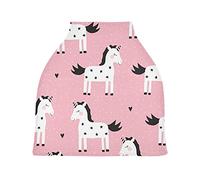 Unicorno Bianco Rosa Passeggino Tettoia Copri Seggiolino Copertura Infermieristica Auto per Bambini per L'Allattamento Al Seno Morbido Traspirante Elastica Tettuccio