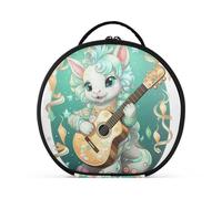 Unicorno Carino Blu Trucco Astuccio da Toilette Borse Rotondo Toeletta Scatola Cosmetica Borsa Creativo con Divisori Regolabili per Donna