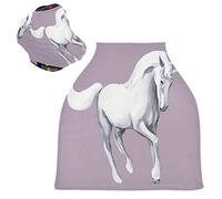 Unicorno Cavallo Bianco Viola Passeggino Tettoia Copri Seggiolino Copertura Infermieristica Auto per Bambini per L'Allattamento Al Seno Morbido Traspirante Elastica Tettuccio