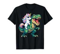 Unicorno Che cavalca T-Rex Prehistoric Fantasy Rainbow Trex Saurus Maglietta