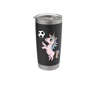 Unicorno che gioca a calcio unicorni per bambini e ragazze Bicchiere termico in acciaio inox doppia parete
