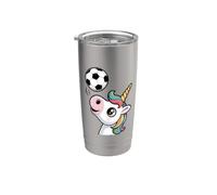 Unicorno che gioca a calcio unicorni per bambini e ragazze Bicchiere termico in acciaio inox doppia parete