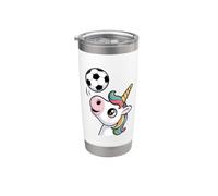 Unicorno che gioca a calcio unicorni per bambini e ragazze Bicchiere termico in acciaio inox doppia parete