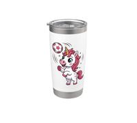 Unicorno che gioca a calcio unicorni per bambini e ragazze Bicchiere termico in acciaio inox doppia parete