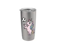 Unicorno che gioca a calcio unicorni per bambini e ragazze Bicchiere termico in acciaio inox doppia parete