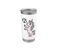 Unicorno che gioca a calcio unicorni per bambini e ragazze Bicchiere termico in acciaio inox doppia parete