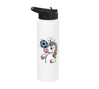 Unicorno che gioca a calcio unicorni per bambini e ragazze Stainless Steel Insulated Water Bottle