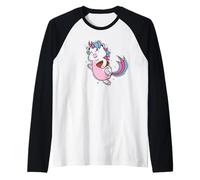 Unicorno Che Gioca a Rugby o Maglia con Maniche Raglan