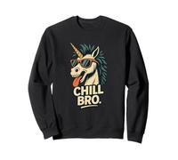 Unicorno chilliges con occhiali da sole divertente retrò Chill Bro Felpa