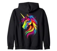 Unicorno Colorato Arcobaleno Cavalli Che Cavalcano Unicorni Felpa con Cappuccio