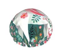 Unicorno con capelli rosa Cuffia da doccia da donna, impermeabile, riutilizzabile, con cordino elastico lavabile, adatta per capelli lunghi e trecce, ideale per la doccia.