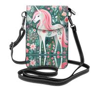 Unicorno con capelli rosa Piccolo portafoglio a tracolla con custodia a libro, perfetto per shopping, viaggi e uso quotidiano.