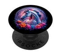 Unicorno con fiori arcobaleno PopSockets PopGrip Adesivo