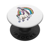 Unicorno con motosega pre-arcobaleno - obliquo e magico PopSockets PopGrip Adesivo