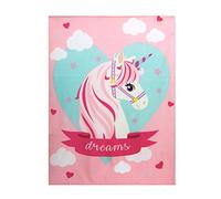 Unicorno Copertina Plaid in Pile, Mis. 120x150 cm, col. Rosa, 100% Poliestere