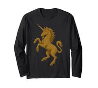 Unicorno Crest Rinascimento Fantasy Araldico Medievale Animale Maglia a Manica