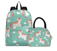 Unicorno Danzante Arcobaleno Zaini Studenti Borsa per il Pranzo al Sacco Set Scolastico Zaino Borsa per il Pranzo per Bambini Ragazzi