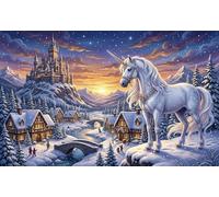 Unicorno della città della neve Puzzle in Legno 500 Pezzi Adulti E Ragazzi,Gioco Educativo,Legno,Sfida Impossibile,dai 14 Anni,Decorazione Casa,Idea Regalo,Antistress (52x38cm)