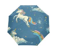Unicorno Di Cavallino Cartone Animato Ombrello Pieghevole Automatico Ombrelli Antivento Protezione UV da Viaggio per Bambini Ragazzi Ragazze