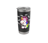 Unicorno Di Gioco Pew Pew Unicorni Amante Video Gioco Gamer Bicchiere termico in acciaio inox doppia parete