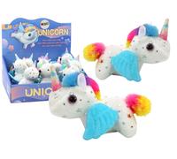 Unicorno di peluche a carica, saltellante - bianco