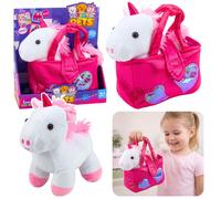 Unicorno di peluche in una borsa, bianco, 25 cm