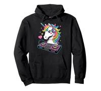 Unicorno DJ Animale Mix Musica Arcobaleno Felpa con Cappuccio