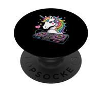 Unicorno DJ Animale Mix Musica Arcobaleno PopSockets PopGrip Adesivo