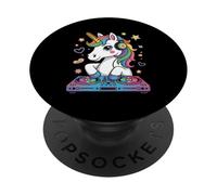 Unicorno Dj Magico Con Cuffie Arcobaleno PopSockets PopGrip Adesivo