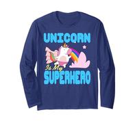 Unicorno È Il Mio Supereroe Fantasia Divertente Maglia a Manica