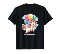 Unicorno e palloncini per un design gioioso e festoso Maglietta
