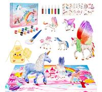 Unicorno Giocattolo Bambina Set, Kit di Pittura 8 Unicorni Lavoretti Creativi Bambini Giochi 3 4 5 6 7 8 9 Anni Regalo Compleanno Natale, Colori DIY per Arti e Mestieri, con Maniche e Grembiuli