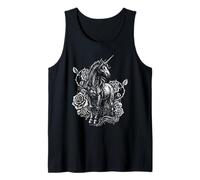 Unicorno Gotico Rose Nere Teschi Goth Fantasy Estetica Emo Canotta