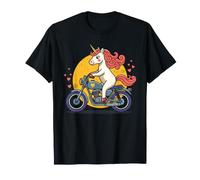 Unicorno in Moto Disco Dorato e Cuori Maglietta