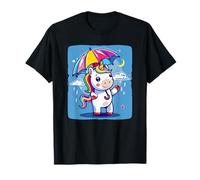 Unicorno luminoso con emblema ombrello per una giornata di pioggia giocosa Maglietta