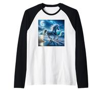 Unicorno Magico sotto la Luna Piena Maglia con Maniche Raglan
