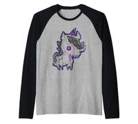 Unicorno Pegasus Skeleton Pastello Arte Gotica Maglia con Maniche Raglan