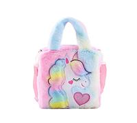 Unicorno Peluche Borsetta per Bambina,Simpatico Borsetta con unicorno, soffice mini unicorno Borsetta borse per ragazze da viaggio femminili in peluche morbido arcobaleno zainetto, Borse colorate
