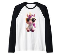 Unicorno Pony Cavaliere Pony Fattoria Cavalli che Cavalcano Maglia con Maniche Raglan