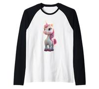 Unicorno Pony Cavaliere Pony Fattoria Cavalli Che Cavalcano Maglia con Maniche Raglan