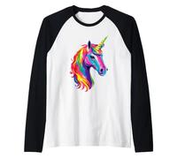 Unicorno Pony Cavaliere Pony Fattoria Cavalli Che Cavalcano Maglia con Maniche Raglan