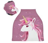 Unicorno Rosa Chiaro Passeggino Tettoia Copri Seggiolino Copertura Infermieristica Auto per Bambini per L'Allattamento Al Seno Morbido Traspirante Elastica Tettuccio