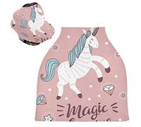 Unicorno Rosa Magico Auto per Bambini Passeggino Tettoia Copri Seggiolino Copertura Infermieristica per L'Allattamento Al Seno All-In-1 Morbido Traspirante Elastica Tettuccio